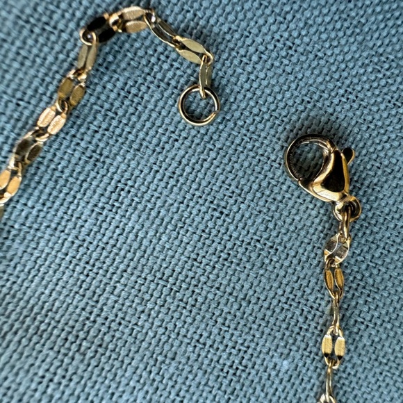 Gold Glitter Sequin Chain Necklace - Stainlees steel Flat Link - Picture 3 of 7